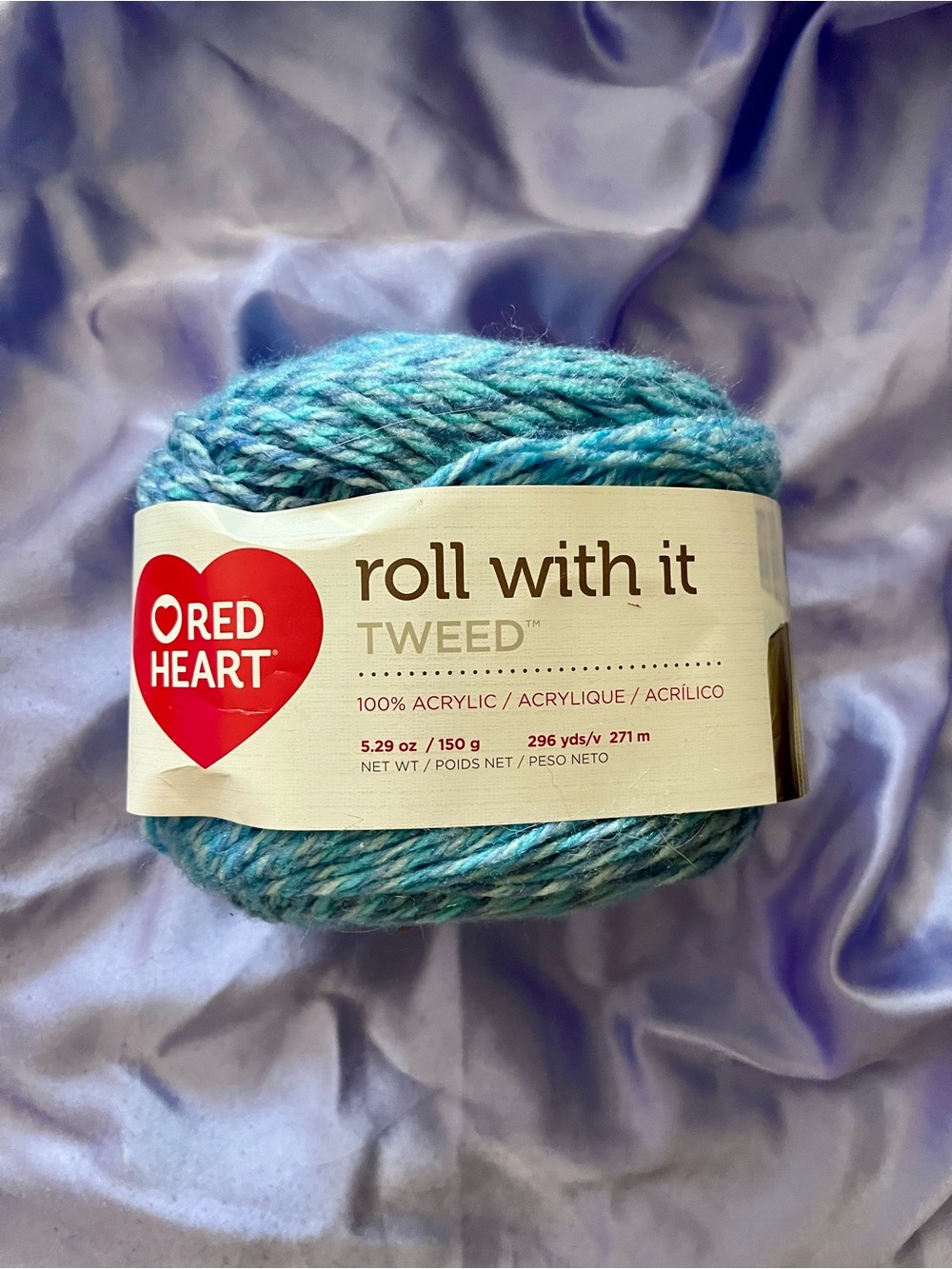 Roll With It Tweed Acrylic Sweater Yarn - Teal Blue